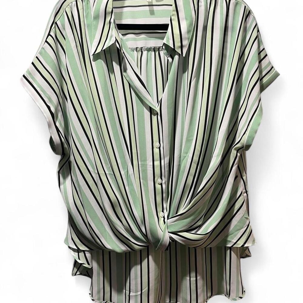 Cato Mint Green and Black Striped Blouse